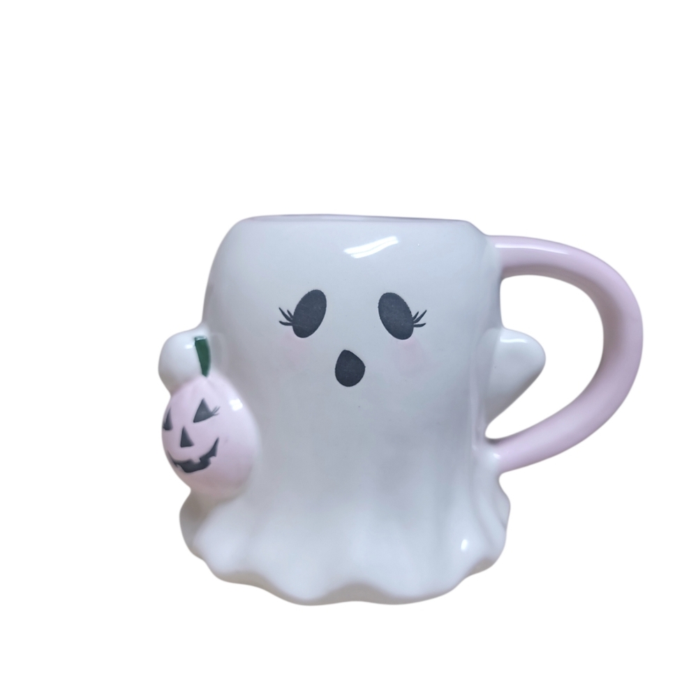 Halloween Ghost Girl Mug with Pink Pumpkin